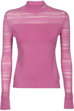 Karl Lagerfeld Strik, Dame, Lyserød, XL, Uld, Contrasting Edges Turtleneck Sweater
