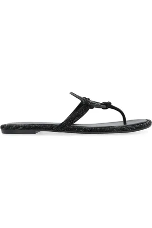 Tory Burch Sko, Dame, Sort, 36 EU, Læder, Rhinestone Lædersandaler