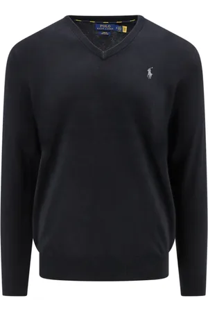 Ralph Lauren Strik, Herre, Sort, 2XL, Bomuld, Pima Cotton V-Hals Sweater