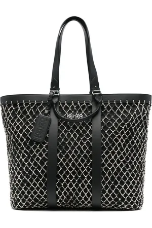 Kenzo Taske, Dame, Sort, ONE SIZE, Uld, Tote Bag med Hægte- og Malle Lukning