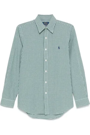 Ralph Lauren Skjorte, Herre, Grøn, XL, Bomuld, Micro-mønstret Poplin Skjorte