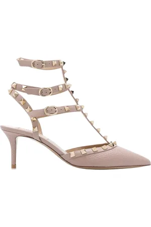 VALENTINO GARAVANI Sko, Dame, Lyserød, 38 1/2 EU, Læder, Besatte Læder Slingback Hæle