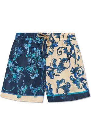 VERSACE Badetøj, Herre, Blå, L, Herre Bicolor Strand Shorts med Barocco Print