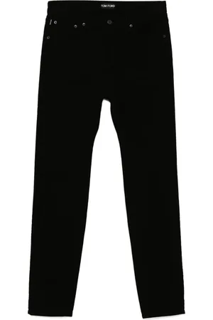 Tom Ford Jeans, Herre, Sort, W38, Læder, Cotton Jeans med læderlogo