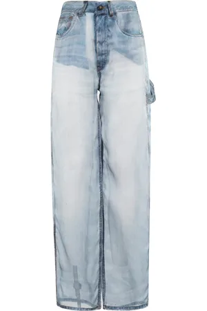 haikure Jeans, Dame, Blå, W25, Denim, Denim Print Wide Leg Bukser