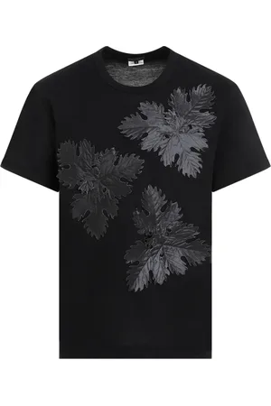 Comme des Garçons Top, Herre, Sort, M, Polyester, Leaf Print T-Shirt