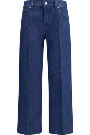 Gucci Jeans, Dame, Blå, W27, Vintage Knap Lige Ben Jeans