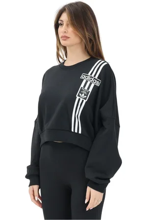 adidas Sweathshirts & Hoodies, Dame, Sort, L, Bomuld, Sort Cropped Sweater Adibreak Stil