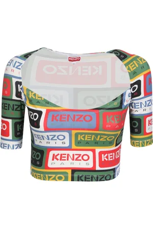 Kenzo Bluser & Skjorter, Dame, Flerfarvet, XS, Spandex, Logo-print crop top