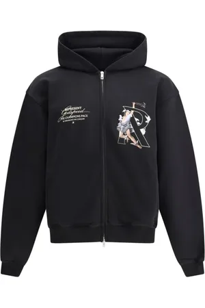 Represent Sweathshirts & Hoodies, Herre, Sort, XL, Bomuld, Hættetrøje med lynlås og fedt logodetaljer