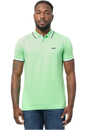 HUGO BOSS Top, Herre, Grøn, L, Bomuld, Polo med kontrastkant