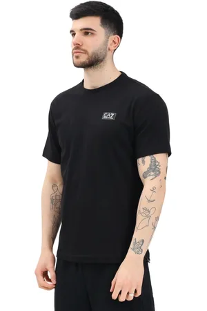 EA7 Top, Herre, Sort, L, Bomuld, Sort kortærmet T-shirt Casual