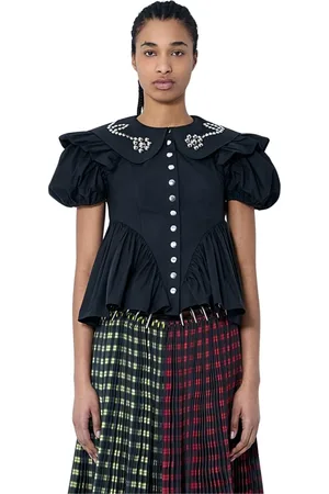 Chopova Lowena Bluser & Skjorter, Dame, Sort, S, Bomuld, Studded Sølv Bluse