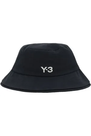 Y-3 Tilbehør, Herre, Sort, ONE SIZE, Bomuld, Stribet bomuldsspandehat med ikonisk design