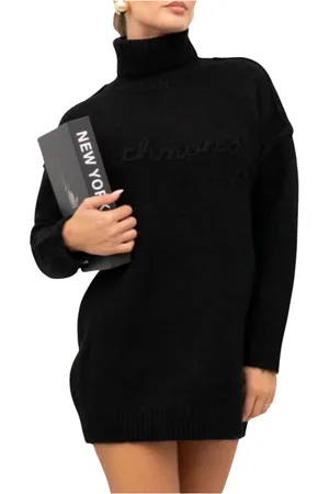 John Richmond Kjole, Dame, Sort, XS, Maxi Strikkjole