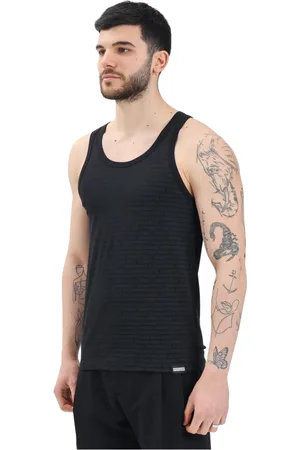 Dsquared2 Top, Herre, Sort, XL, Bomuld, Sort ærmeløs T-shirt med logoprint