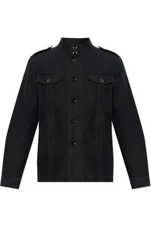 Tom Ford Jakke, Herre, Blå, L, Satin, Cotton Satin Stand Collar Outershirt