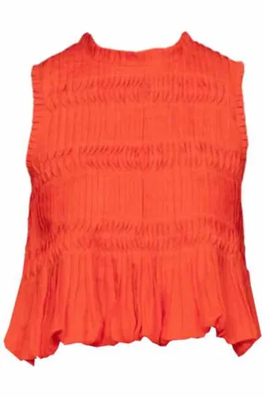 SEA Top, Dame, , S, Bomuld, Sprød Plisseret Top Bubble Hem