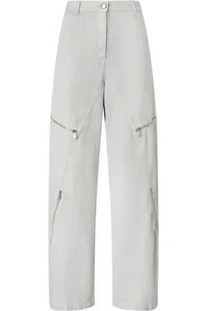 Pinko Bukser, Dame, Grå, XS, Bomuld, Wide-Leg Bukser