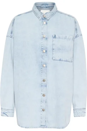 My Essential Wardrobe Bluser & Skjorter, Dame, Blå, M, Denim, Lys Blå Vask Denim Jakke