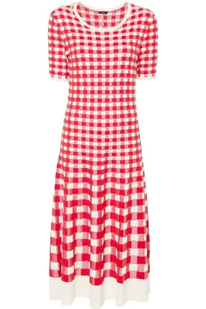 Joseph Kjole, Dame, Rød, XS, Rød Vichy Jacquard Maxikjole