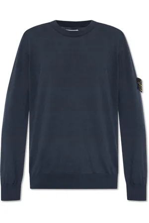 Stone Island Strik, Herre, Blå, 3XL, Bomuld, Crew-neck Bomuldsjumper