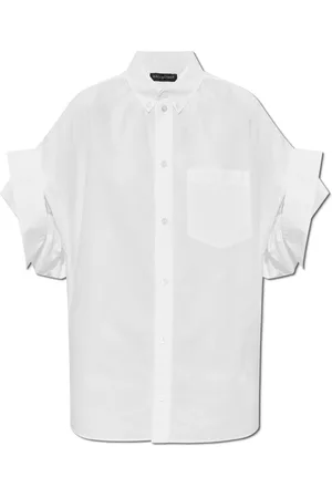 Balenciaga Bluser & Skjorter, Dame, Hvid, 2XS, Bomuld, Skjorte med logo