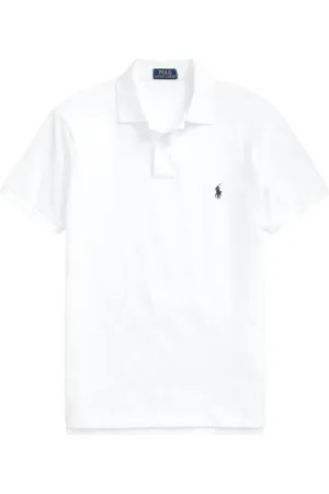Ralph Lauren Top, Herre, Hvid, M, Bomuld, Kortærmet Slim Fit Polo Shirt