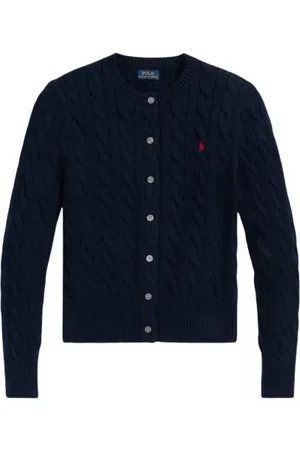 Ralph Lauren Strik, Dame, Blå, S, Bomuld, Twisted Cotton Cardigan
