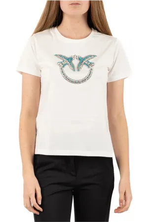 Pinko Top, Dame, Hvid, S, Bomuld, Casual Pink T-Shirt