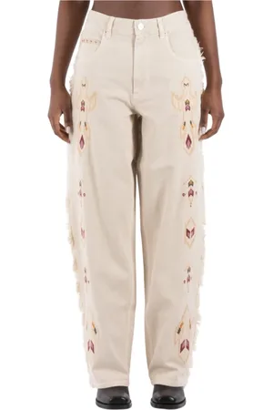 Isabel Marant Jeans, Dame, , M, Bomuld, Ecru Bomuld Hamp Bukser
