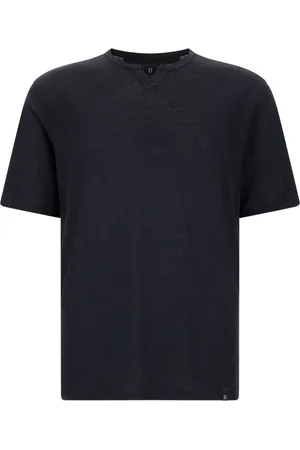 Boggi Milano Top, Herre, Blå, XL, T-shirt i strækbar hør jersey