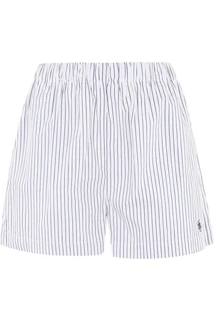 Sporty & Rich Shorts, Dame, Hvid, XS, Bomuld, Stribet Poplin Shorts Hvid Bomuld