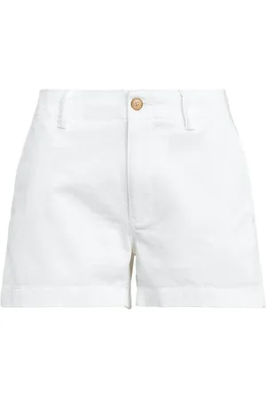 Ralph Lauren Shorts, Dame, Hvid, M, Bomuld, Hvide Bomuldsshorts med Knappelukning