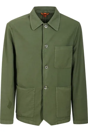 BARENA Jakke, Herre, Grøn, L, Bomuld, Linned Bomuld Overshirt