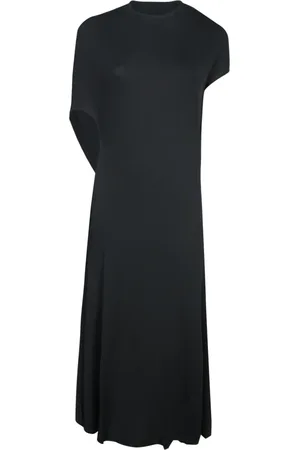 Jacquemus Kjole, Dame, Sort, S, Sort Midi Kjole Elegant Rund Halsudskæring