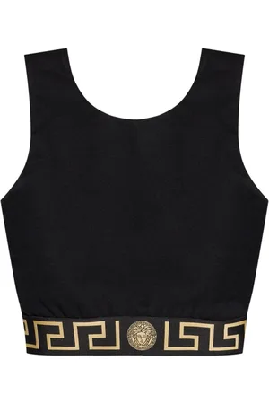 VERSACE Top, Dame, Sort, S, Sort Græsk Nøgle Sports-BH