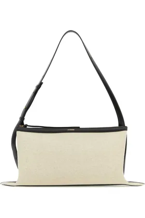 Jil Sander Taske, Dame, , ONE SIZE, Uld, To-farvet canvas og læder medium Empire skuldertaske