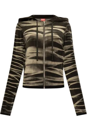 Diesel Sweathshirts & Hoodies, Dame, Grå, 2XS, Bomuld, Velour Hoodie F-Chinny