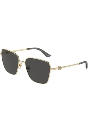 Jimmy Choo Tilbehør, unisex, Gul, 56 MM, Uld, Solbriller med guldfarvet stel og mørkegrå linser