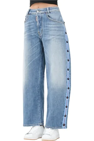 Dsquared2 Jeans, Dame, Blå, S, Denim, Ahornblad Accent Denim Jeans
