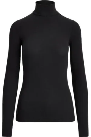 Ralph Lauren Strik, Dame, Sort, M, Uld, Stilfuld Turtleneck Sweater