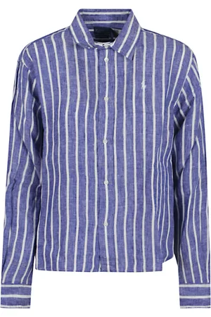 Ralph Lauren Bluser & Skjorter, Dame, Blå, M, Linned, Langærmet skjorte med knapper