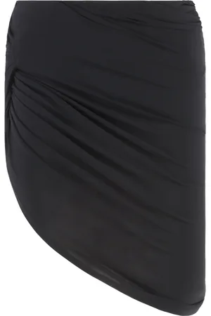 Jacquemus Nederdel, Dame, Sort, M, Polyester, Asymmetrisk Hem Draped Nederdel