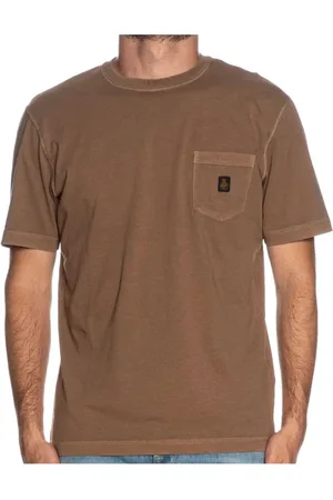 RefrigiWear Top, Herre, Brun, XL, Bomuld, Bomuld T-shirt med brystlomme