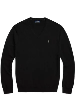Ralph Lauren Strik, Herre, Sort, 2XL, Sort langærmet V-hals vest
