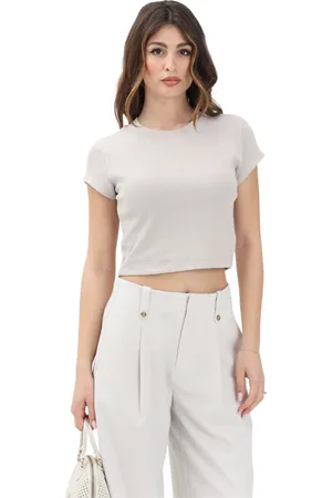 Calvin Klein Top, Dame, , M, Ribbet T-shirt med korte ærmer