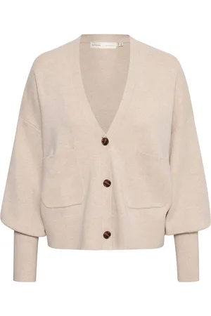 INWEAR Strik, Dame, , S/M, Bomuld, Feminin Strikket Cardigan med V-udskæring og Knapper
