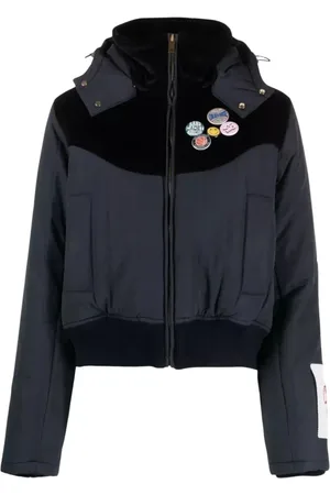 Golden Goose Jakke, Dame, Sort, 2XS, Marineblå Quiltet Hættejakke