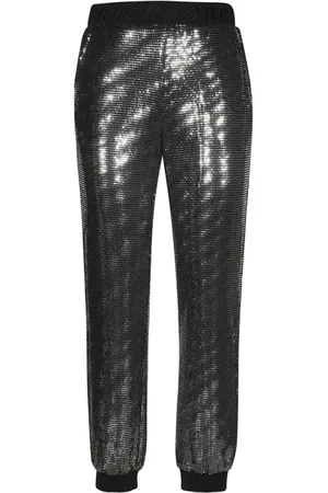 John Richmond Bukser, Dame, Sort, XS, Bomuld, Rhinestone Cotton Track Pants